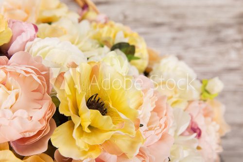 Flowers bouquet of peony, summer arrangement  Plakaty do Sypialni Plakat