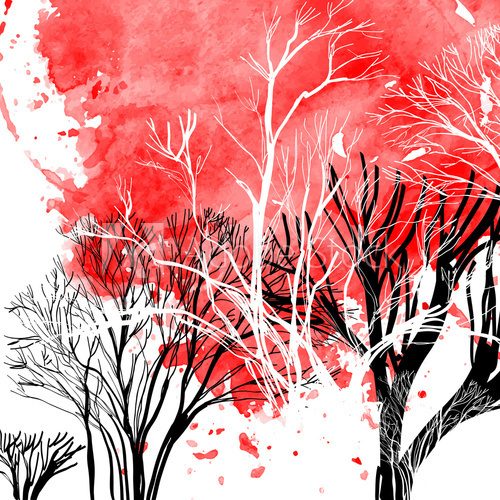 Abstract silhouette of trees  Plakaty do Sypialni Plakat