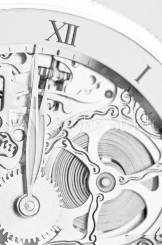 black and white close view of watch mechanism  Plakaty do Biura Plakat