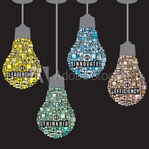 Light bulb design from icons infographics, vector format  Plakaty do Biura Plakat