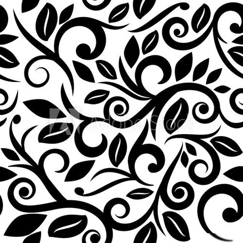 black and white or transparent seamless floral background  Na meble Naklejka