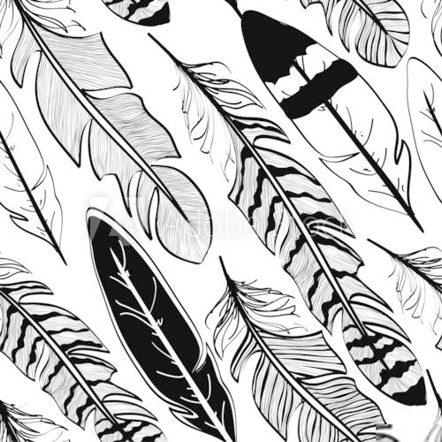 Seamless pattern of bird feathers  Na meble Naklejka
