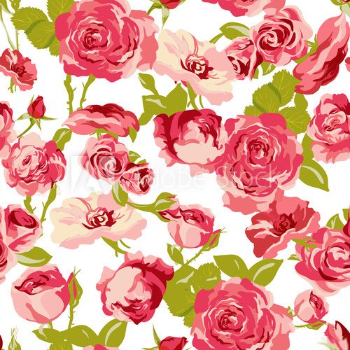 Vintage Seamless Roses Background  Na meble Naklejka
