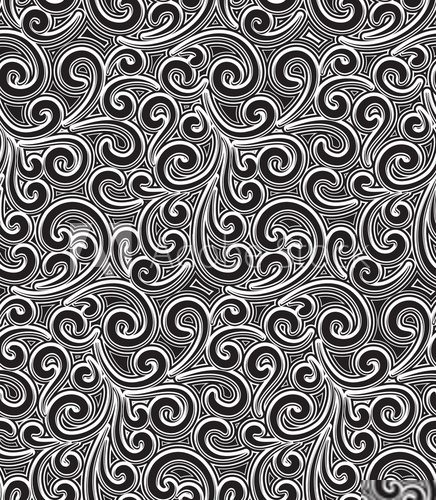 Absract floral swirls, black and white seamless pattern  Tekstury Fototapeta