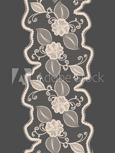 Seamless lace vertical ribbon with abstract floral pattern.  Na drzwi Naklejka