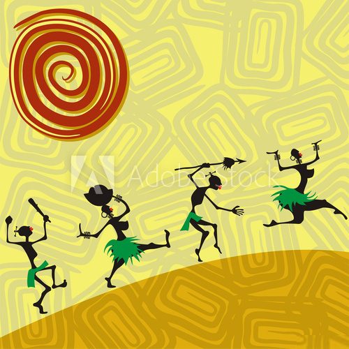 African background silhouettes of people. Vector illustration  Afryka Fototapeta