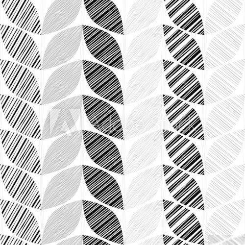 Monochrome seamless pattern of abstract leaves.  Na laptopa Naklejka