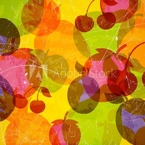 Vector Illustration of an Abstract Background with Fruits  Na lodówkę Naklejka