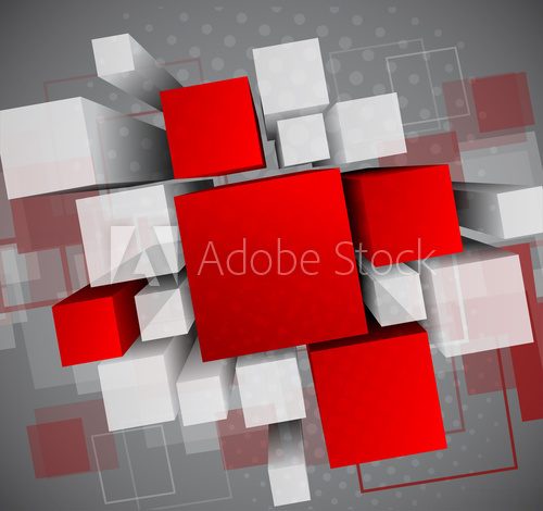 Abstract background with 3d cubes  Na sufit Naklejka