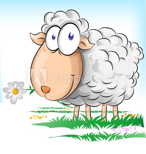 sheep cartoon on  background  Obrazy do Pokoju Dziecka Obraz