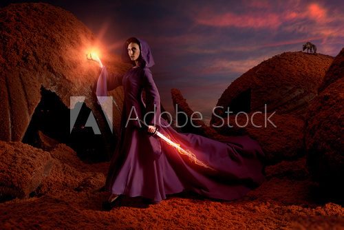Beautiful sorceress in chocolate landscape  Ludzie Obraz