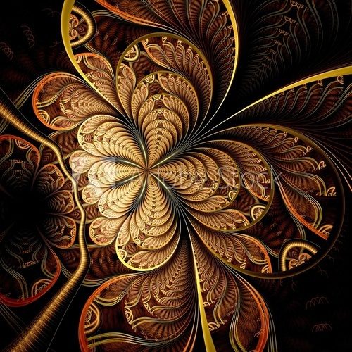 Colorful dark fractal flower, digital artwork  Abstrakcja Fototapeta