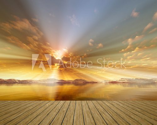 golden sunset  Krajobraz Fototapeta