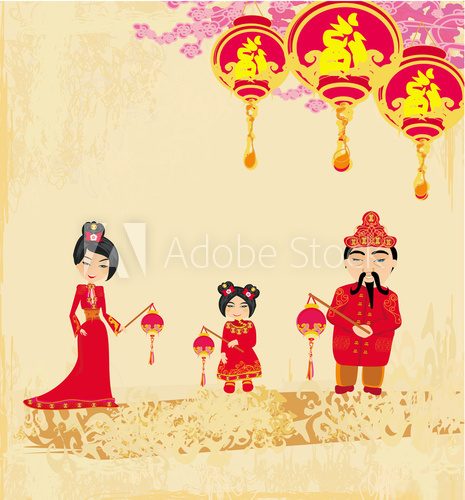 Mid-Autumn Festival for Chinese New Year , Abstract card with fa  Orientalne Fototapeta