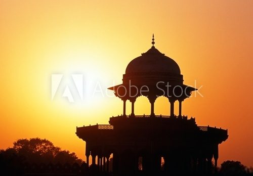 Taj Mahal o zachodzie słońca Zachód Słońca Fototapeta