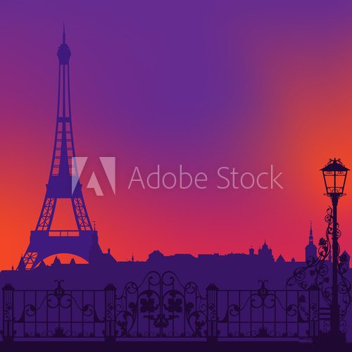 Paris evening  Fototapety Wieża Eiffla Fototapeta