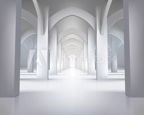 Long hallway. Vector illustration.  Optycznie Powiększające Fototapeta