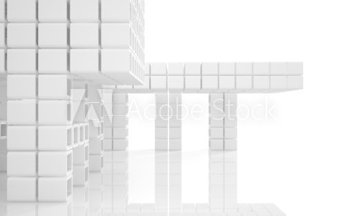 Conceptual modern building made of monochrome glass cubes  Optycznie Powiększające Fototapeta