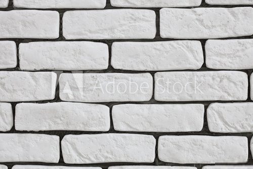 Background of white brick wall texture  Mur Fototapeta