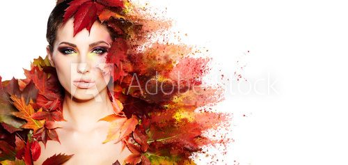 Autumn Woman portrait with creative makeup  Ludzie Obraz