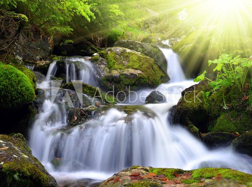 Waterfall in the national park Sumava-Czech Republic  Fototapety Wodospad Fototapeta