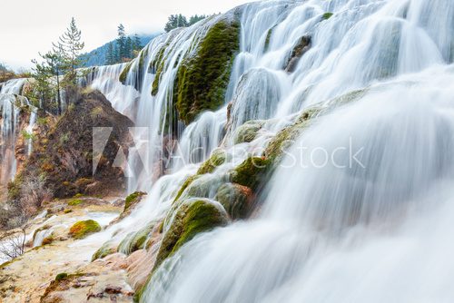 jiuzhaigou waterfall in autumn  Fototapety Wodospad Fototapeta