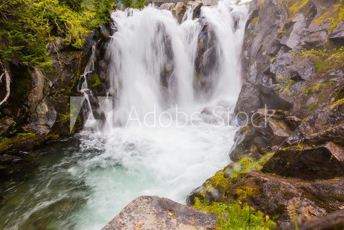 Waterfall on the Paradise River, Mt. Rainier National Park  Fototapety Wodospad Fototapeta