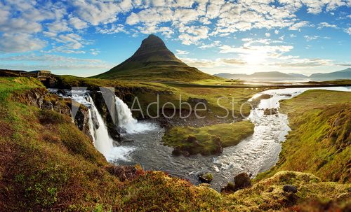 Panorama - Iceland landscape  Fototapety Wodospad Fototapeta