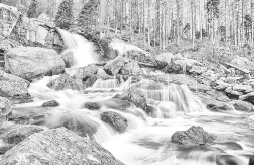 Waterfalls at stream Studeny potok in High Tatras, Slovakia  Fototapety Wodospad Fototapeta