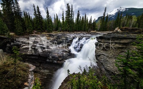 Athabasca Falls in Alberta, Canada.  Fototapety Wodospad Fototapeta