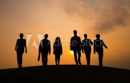 Silhouette Group of People on the Hill  Ludzie Plakat