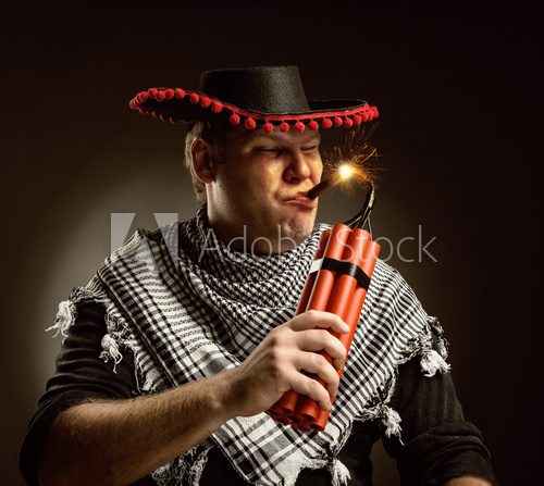 Cowboy mexican firing dynamite by cigar  Ludzie Plakat