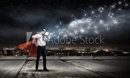 Superman with violin  Ludzie Plakat