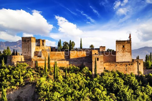 Ancient arabic fortress of Alhambra, Granada, Spain.  Architektura Plakat