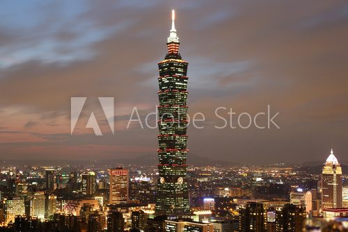Taipeh Taiwan Panorama mit Taipei 101  Architektura Plakat