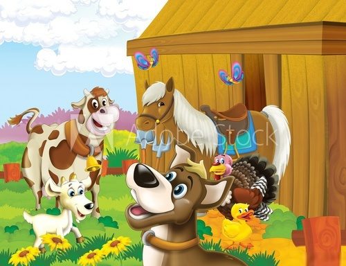 The life on the farm - illustration for the children  Plakaty do Pokoju dziecka Plakat