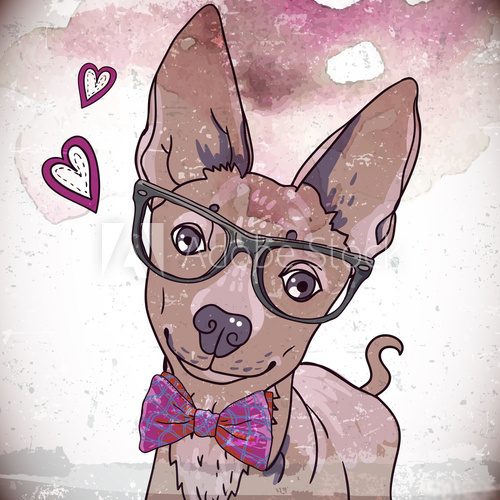 Hipster background with a dog  Plakaty do Pokoju dziecka Plakat