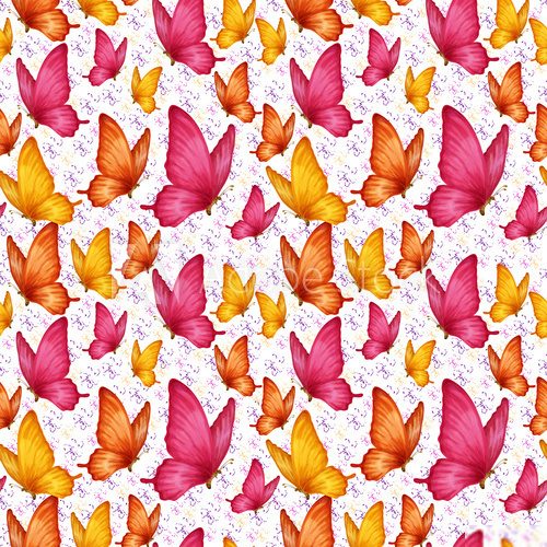 Butterflies seamless pattern  Fototapety do Pokoju Dziewczynki Fototapeta
