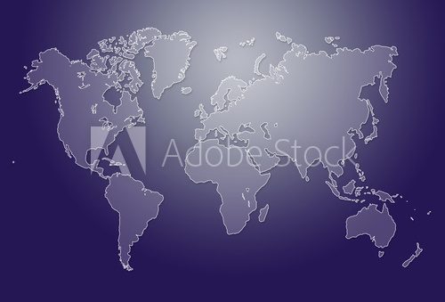 Minimalistic purple world map illustration  Mapa Świata Fototapeta