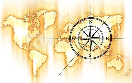 World and Compass  Mapa Świata Fototapeta