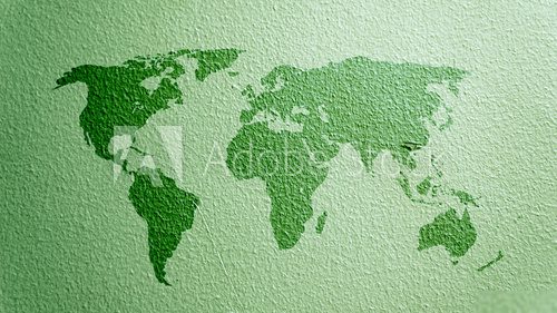 world map on green cement texture  Mapa Świata Fototapeta