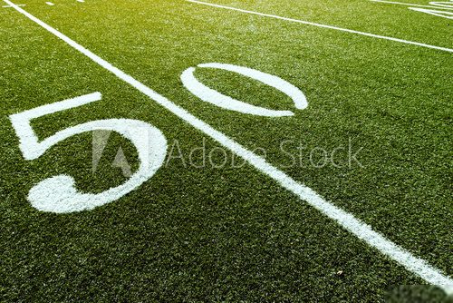 Football Field on 50 Yard Line  Stadion Fototapeta