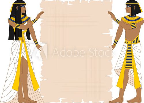 Egyptian Woman and Man Holding Papyrus  Afryka Fototapeta
