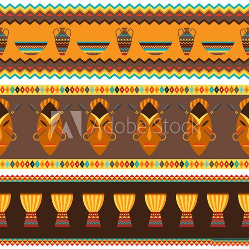 Ethnic african abstract geometric seamless fabric pattern.  Afryka Fototapeta