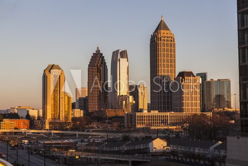 Atlanta Georgia Skyline Sunset  Fototapety Miasta Fototapeta
