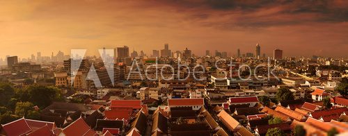 Beautiful panorama cityscape Bangkok skyline in sunset time,Thai  Fototapety Miasta Fototapeta