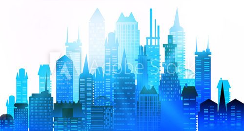 Capital illustration with lots residential and office buildings  Fototapety Miasta Fototapeta
