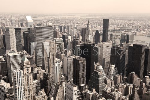 Skyline of Manhattan, NYC - sepia image  Fototapety Miasta Fototapeta