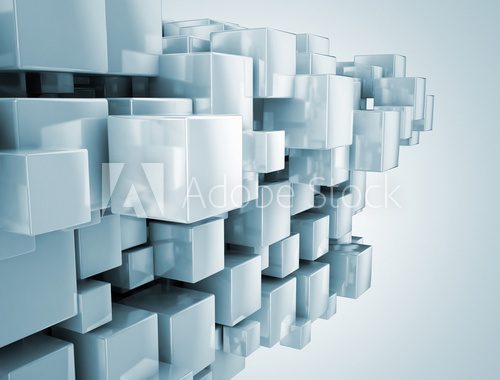 Abstract construction illustration - 3d cubes  Optycznie Powiększające Fototapeta