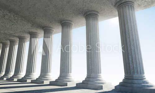 Classic Ancient Interior with sun rays breaking through a column  Optycznie Powiększające Fototapeta